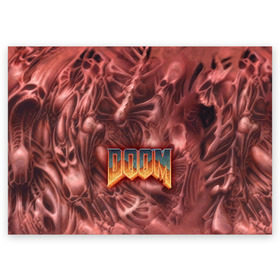 Поздравительная открытка с принтом Doom (Classic) в городе Новоалтайск, 100% бумага | плотность бумаги 280 г/м2, матовая, на обратной стороне линовка и место для марки
 | 90 | олдскул | скелет | череп