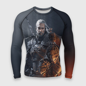 Мужской рашгард 3D с принтом Геральт из Ривии в городе Новоалтайск,  |  | gerald | wild hunt | witcher | ведьмак | геральд | дикая охота