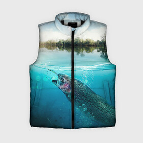 Женский жилет утепленный 3D с принтом Рыбалка в городе Новоалтайск,  |  | грузило | карась | лодка | окунь | природа | река | рыбак | рыболов | снасти | туризм | щука