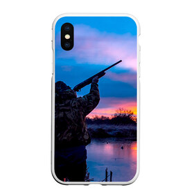 Чехол для iPhone XS Max матовый с принтом Охотник в городе Новоалтайск, Силикон | Область печати: задняя сторона чехла, без боковых панелей | Тематика изображения на принте: капкан | оружие | охотник | охотники на привале | природа | рассвет | рога | ружье | трофей | туризм | чучело