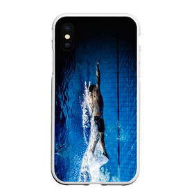 Чехол для iPhone XS Max матовый с принтом Пловец в городе Новоалтайск, Силикон | Область печати: задняя сторона чехла, без боковых панелей | аква | бассейн | ныряльщик | соревнования | спорт