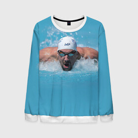 Мужской свитшот 3D с принтом Michael Phelps в городе Новоалтайск, 100% полиэстер с мягким внутренним слоем | круглый вырез горловины, мягкая резинка на манжетах и поясе, свободная посадка по фигуре | 