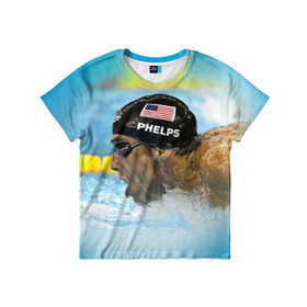 Детская футболка 3D с принтом Michael Phelps в городе Новоалтайск, 100% гипоаллергенный полиэфир | прямой крой, круглый вырез горловины, длина до линии бедер, чуть спущенное плечо, ткань немного тянется | Тематика изображения на принте: 