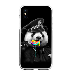 Чехол для iPhone XS Max матовый с принтом Панда и карамель в городе Новоалтайск, Силикон | Область печати: задняя сторона чехла, без боковых панелей | Тематика изображения на принте: панда | черно белый
