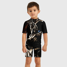 Детский купальный костюм 3D с принтом Anime Wolf в городе Новоалтайск, Полиэстер 85%, Спандекс 15% | застежка на молнии на спине | wolf | аниме | волк