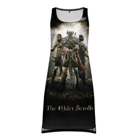 Платье-майка 3D с принтом The Elder Scrolls в городе Новоалтайск, 100% полиэстер | полуприлегающий силуэт, широкие бретели, круглый вырез горловины, удлиненный подол сзади. | elder | scrolls | tes | древние | свитки