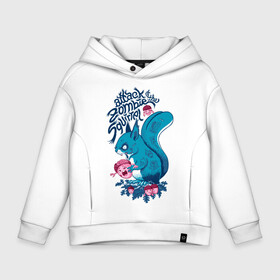 Детское худи Oversize хлопок с принтом Zombie Squirrel в городе Новоалтайск, френч-терри — 70% хлопок, 30% полиэстер. Мягкий теплый начес внутри —100% хлопок | боковые карманы, эластичные манжеты и нижняя кромка, капюшон на магнитной кнопке | squirrel | zombie | белка | зомби