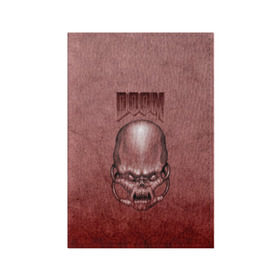 Обложка для паспорта матовая кожа с принтом Демон (Doom classic) в городе Новоалтайск, натуральная матовая кожа | размер 19,3 х 13,7 см; прозрачные пластиковые крепления | Тематика изображения на принте: розовый | скелет | череп