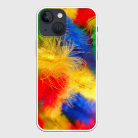 Чехол для iPhone 13 mini с принтом Цветные перья в городе Новоалтайск,  |  | Тематика изображения на принте: перья | радуга | спектр | фон | цвета | цветные | яркие