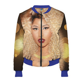 Женский бомбер 3D с принтом Ники Минаж в городе Новоалтайск, 100% полиэстер | застегивается на молнию, по бокам два кармана без застежек, мягкие манжеты, по низу бомбера и на воротнике — эластичная резинка | onika tanya maraj | автор исполнитель | актриса | американская | ники минаж | певица | рэпер | эпотаж