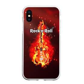 Чехол для iPhone XS Max матовый с принтом RocknRoll в городе Новоалтайск, Силикон | Область печати: задняя сторона чехла, без боковых панелей | rocknroll | гитара | музыка | рок