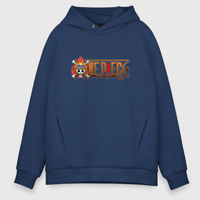 Мужское худи Oversize хлопок с принтом One Piece - logo Ace в городе Новоалтайск, френч-терри — 70% хлопок, 30% полиэстер. Мягкий теплый начес внутри —100% хлопок | боковые карманы, эластичные манжеты и нижняя кромка, капюшон на магнитной кнопке | ван пис | лого | луффи | мугивара | пираты | эйс