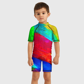 Детский купальный костюм 3D с принтом Краска в городе Новоалтайск, Полиэстер 85%, Спандекс 15% | застежка на молнии на спине | гранж | краска | новые | прикольные | текстуры | цветные