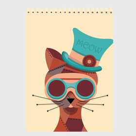 Скетчбук с принтом Steampunk Cat в городе Новоалтайск, 100% бумага
 | 48 листов, плотность листов — 100 г/м2, плотность картонной обложки — 250 г/м2. Листы скреплены сверху удобной пружинной спиралью | кот | коты | кошки | стимпанк
