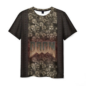 Мужская футболка 3D с принтом Doom classik 2 в городе Новоалтайск, 100% полиэфир | прямой крой, круглый вырез горловины, длина до линии бедер | заклепки | метал | череп