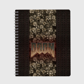 Тетрадь с принтом Doom classik 2 в городе Новоалтайск, 100% бумага | 48 листов, плотность листов — 60 г/м2, плотность картонной обложки — 250 г/м2. Листы скреплены сбоку удобной пружинной спиралью. Уголки страниц и обложки скругленные. Цвет линий — светло-серый
 | заклепки | метал | череп