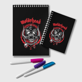 Блокнот с принтом Motorhead в городе Новоалтайск, 100% бумага | 48 листов, плотность листов — 60 г/м2, плотность картонной обложки — 250 г/м2. Листы скреплены удобной пружинной спиралью. Цвет линий — светло-серый
 | motorhead