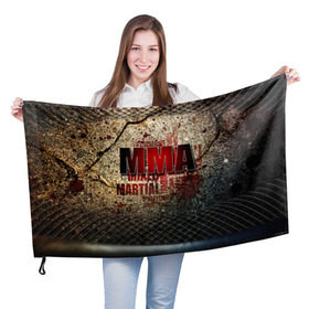Флаг 3D с принтом MMA в городе Новоалтайск, 100% полиэстер | плотность ткани — 95 г/м2, размер — 67 х 109 см. Принт наносится с одной стороны | judo | mma | ufc | борьба | единоборства