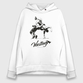 Женское худи Oversize хлопок с принтом Wrestling в городе Новоалтайск, френч-терри — 70% хлопок, 30% полиэстер. Мягкий теплый начес внутри —100% хлопок | боковые карманы, эластичные манжеты и нижняя кромка, капюшон на магнитной кнопке | battle | fight | fighting | strife | strong | wrestling | боевое самбо | бой | борец | борьба | вольная борьба | драка | единоборства | самбо | сила