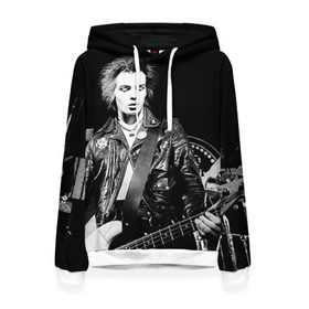 Женская толстовка 3D с принтом Сид Вишес в городе Новоалтайск, 100% полиэстер  | двухслойный капюшон со шнурком для регулировки, мягкие манжеты на рукавах и по низу толстовки, спереди карман-кенгуру с мягким внутренним слоем. | Тематика изображения на принте: 