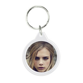 Брелок круглый с принтом Кара Делевинь в городе Новоалтайск, пластик и полированная сталь | круглая форма, металлическое крепление в виде кольца | 