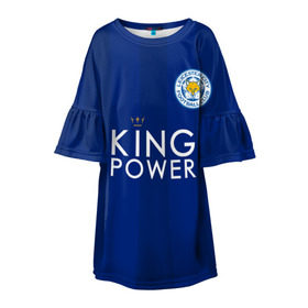 Детское платье 3D с принтом Лестер Сити Leicester Vardy 9 в городе Новоалтайск, 100% полиэстер | прямой силуэт, чуть расширенный к низу. Круглая горловина, на рукавах — воланы | Тематика изображения на принте: euro 2016 | leicester | lester | vardy