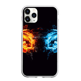 Чехол для iPhone 11 Pro матовый с принтом Лёд и пламя в городе Новоалтайск, Силикон |  | Тематика изображения на принте: вода | красный | лёд и пламя | огонь | руки | синий | столкновение | удар