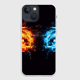 Чехол для iPhone 13 mini с принтом Лёд и пламя в городе Новоалтайск,  |  | вода | красный | лёд и пламя | огонь | руки | синий | столкновение | удар