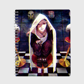 Тетрадь с принтом Tokyo Ghoul в городе Новоалтайск, 100% бумага | 48 листов, плотность листов — 60 г/м2, плотность картонной обложки — 250 г/м2. Листы скреплены сбоку удобной пружинной спиралью. Уголки страниц и обложки скругленные. Цвет линий — светло-серый
 | anime | ghoul | tokyo | tokyo ghoul | гуль | ута
