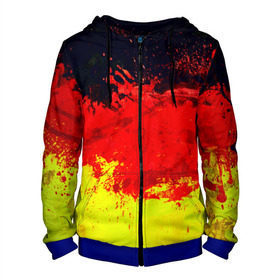 Мужская толстовка 3D на молнии с принтом Краски триколор в городе Новоалтайск, 100% полиэстер | длина до линии бедра, манжеты и пояс оформлены мягкой тканевой резинкой, двухслойный капюшон со шнурком для регулировки, спереди молния, по бокам два кармана | Тематика изображения на принте: брызги | гранж | краска | триколор