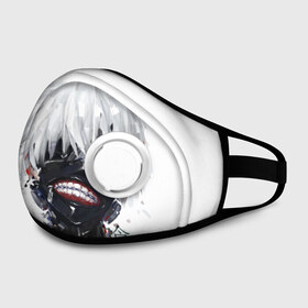 Маска из неопрена с принтом Tokyo Ghoul в городе Новоалтайск, неопрен 100% | Форма огибающая нос. Резинки для ушей с дополнительной резинкой на затылке. Клапан для выдоха для активного дыхания при занятиях спортом. Эластичный материал маски и окантовки для лучшего растяжения и прилегания маски.  | Тематика изображения на принте: anime | ghoul | tokyo | tokyo ghoul | гуль