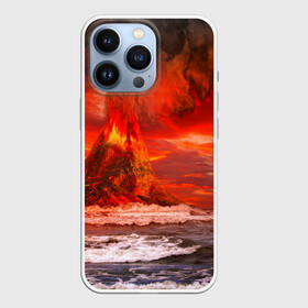 Чехол для iPhone 13 Pro с принтом Вулкан в городе Новоалтайск,  |  | Тематика изображения на принте: взрыв | вулкан | извержение | красная | лава | море