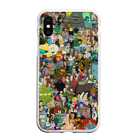 Чехол для iPhone XS Max матовый с принтом Futurama в городе Новоалтайск, Силикон | Область печати: задняя сторона чехла, без боковых панелей | bender | fry | futurama | mult | бендер | бэндер | лила | мульт | мультсериал | мульфильмы | фрай | футутрама