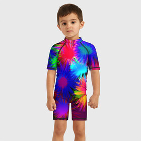 Детский купальный костюм 3D с принтом Взрывы красок в городе Новоалтайск, Полиэстер 85%, Спандекс 15% | застежка на молнии на спине | краска | красный | текстуры