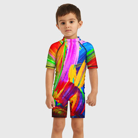 Детский купальный костюм 3D с принтом абстракция красок в городе Новоалтайск, Полиэстер 85%, Спандекс 15% | застежка на молнии на спине | абстракция | краска | цветные