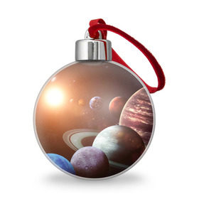 Ёлочный шар с принтом Планеты солнечной системы в городе Новоалтайск, Пластик | Диаметр: 77 мм | венера | звезды | земля | космос | марс | меркурий | сатурн | солнце | уран | юпитер