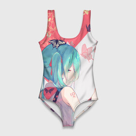 Купальник-боди 3D с принтом Hatsune Miku в городе Новоалтайск, 82% полиэстер, 18% эластан | Круглая горловина, круглый вырез на спине | anime | hatsune | hatsune miku | miku | music | vocaloid | аниме | мику | музыка | пение | хацунэ