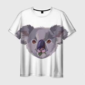 Мужская футболка 3D с принтом Koala в городе Новоалтайск, 100% полиэфир | прямой крой, круглый вырез горловины, длина до линии бедер | Тематика изображения на принте: животные | забавный | коала | милый