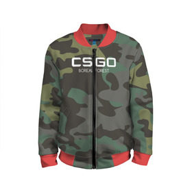 Детский бомбер 3D с принтом cs:go - Boreal Forest 3D Full (Северный лес) в городе Новоалтайск, 100% полиэстер | застегивается на молнию, по бокам два кармана без застежек, мягкие манжеты, по низу бомбера и на воротнике — эластичная резинка | cs | csgo | go | камуфляж | кс