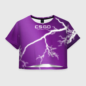 Женская футболка 3D укороченная с принтом cs:go - Lightning Strike Style 3D Full (Удар молнии) в городе Новоалтайск, 100% полиэстер | круглая горловина, длина футболки до линии талии, рукава с отворотами | cs | csgo | go | волны | город | градиент | дождь | желтый | камуфляж.север | кровь | кс | молния | паутина | розовый | тигр | узор | урбан