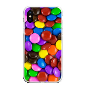 Чехол для iPhone XS Max матовый с принтом Цветные конфетки в городе Новоалтайск, Силикон | Область печати: задняя сторона чехла, без боковых панелей | вкусняшки | драже | конфеты | лакомство | сладости | шоколад