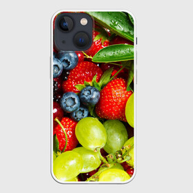 Чехол для iPhone 13 mini с принтом Вкусные ягоды в городе Новоалтайск,  |  | Тематика изображения на принте: виноград | вкусно | голубика | дача | деревня | ежевика | клубника | малина | огород | полезно | рябина | сад | смородина | сок | фрукты | черника | ягоды