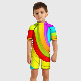 Детский купальный костюм 3D с принтом Радуга в городе Новоалтайск, Полиэстер 85%, Спандекс 15% | застежка на молнии на спине | цветные