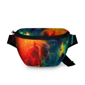 Поясная сумка 3D с принтом Atlantis nebula в городе Новоалтайск, 100% полиэстер | плотная ткань, ремень с регулируемой длиной, внутри несколько карманов для мелочей, основное отделение и карман с обратной стороны сумки застегиваются на молнию | вселенная | звезды | космос
