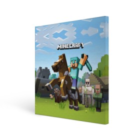 Холст квадратный с принтом Minecraft на коне в городе Новоалтайск, 100% ПВХ |  | game | minecraft | игры | маинкрафт | майн | майнкравт | майнкрафт