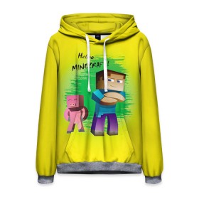 Мужская толстовка 3D с принтом Helloo Minecraft в городе Новоалтайск, 100% полиэстер | двухслойный капюшон со шнурком для регулировки, мягкие манжеты на рукавах и по низу толстовки, спереди карман-кенгуру с мягким внутренним слоем. | Тематика изображения на принте: game | minecraft | игры | маинкрафт | майн | майнкравт | майнкрафт