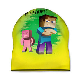 Шапка 3D с принтом Helloo Minecraft в городе Новоалтайск, 100% полиэстер | универсальный размер, печать по всей поверхности изделия | game | minecraft | игры | маинкрафт | майн | майнкравт | майнкрафт