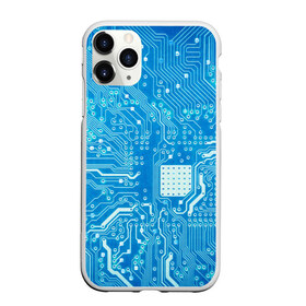 Чехол для iPhone 11 Pro Max матовый с принтом Системная плата в городе Новоалтайск, Силикон |  | кибер | микросхема | синий