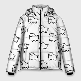 Мужская зимняя куртка 3D с принтом Undertale Annoying dog white в городе Новоалтайск, верх — 100% полиэстер; подкладка — 100% полиэстер; утеплитель — 100% полиэстер | длина ниже бедра, свободный силуэт Оверсайз. Есть воротник-стойка, отстегивающийся капюшон и ветрозащитная планка. 

Боковые карманы с листочкой на кнопках и внутренний карман на молнии. | 8 bit | annoying dog | dog | pixel art | undertale | white