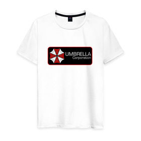 Мужская футболка хлопок с принтом Umbrella corporation Нашивка-2 в городе Новоалтайск, 100% хлопок | прямой крой, круглый вырез горловины, длина до линии бедер, слегка спущенное плечо. | resident evil | вирус | зомби